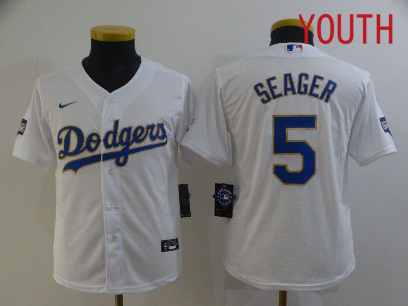 Youth Los Angeles Dodgers #5 Seager White Game 2021 Nike MLB Jersey1->los angeles dodgers->MLB Jersey